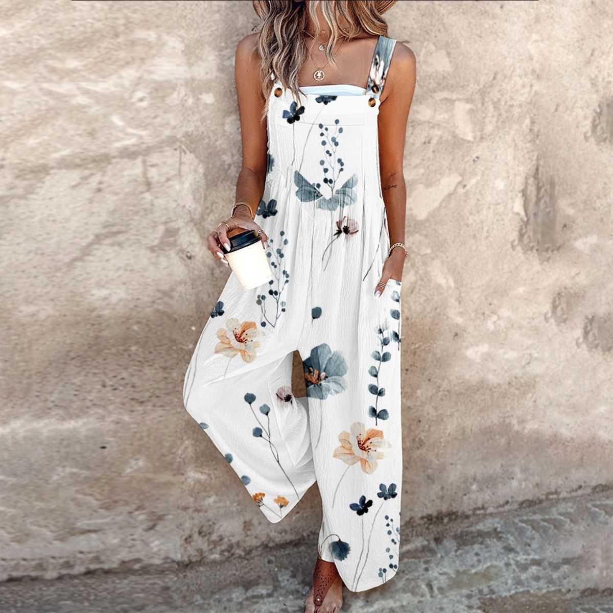 Women's Printed Wide-Leg Overalls 3