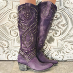 Women's Studded Knee-High Western Boots 1
