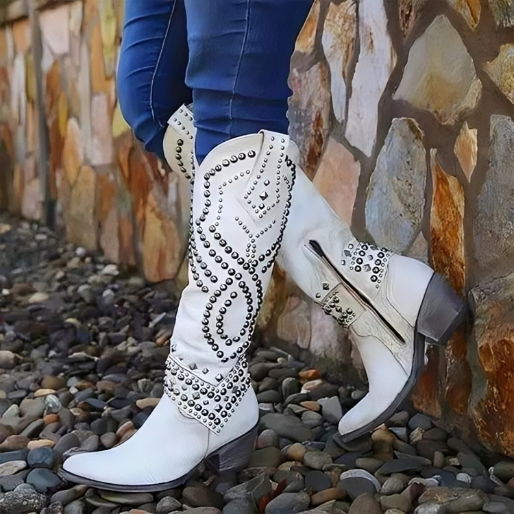 Women's Studded Knee-High Western Boots 4