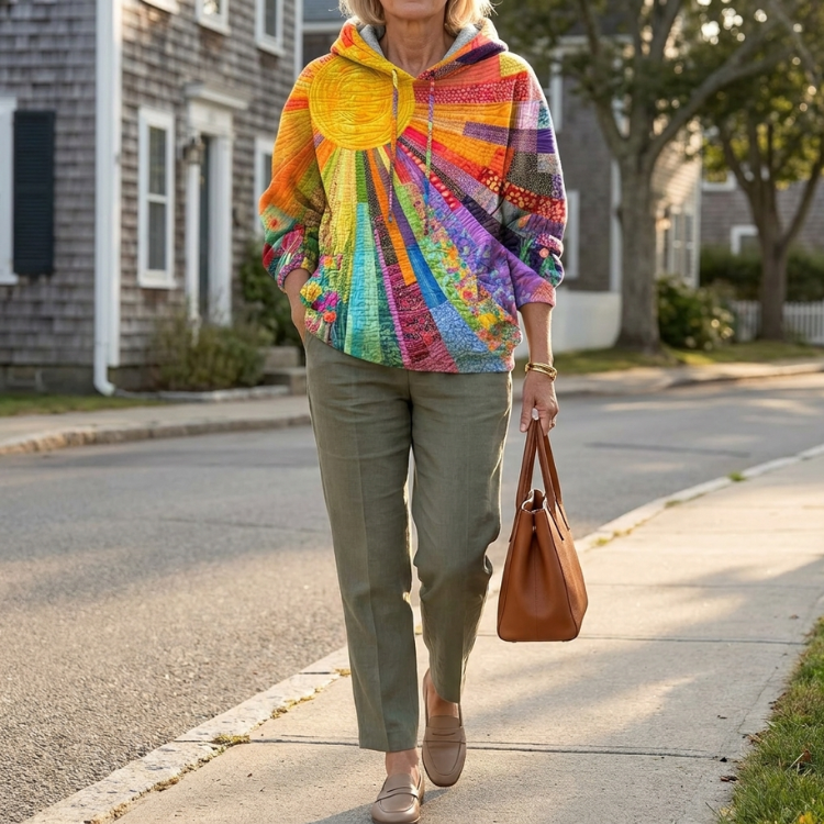 Women's Wildflower Patchwork Hooded Sweater 3