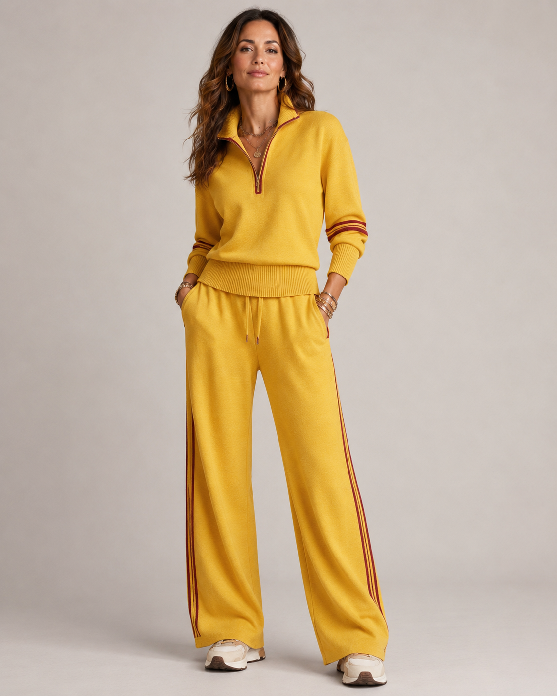 Women's Quarter-Zip Knit Loungewear Set 3