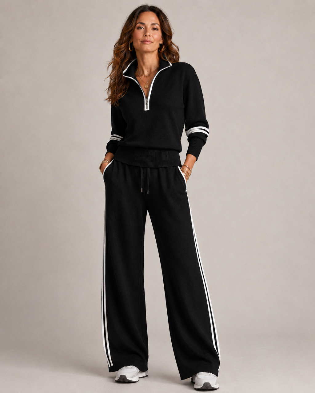 Women's Quarter-Zip Knit Loungewear Set 5