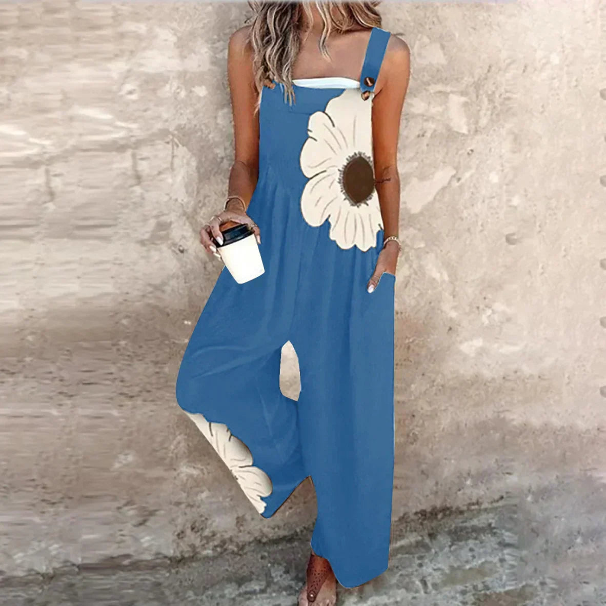Women's Printed Wide-Leg Overalls 6
