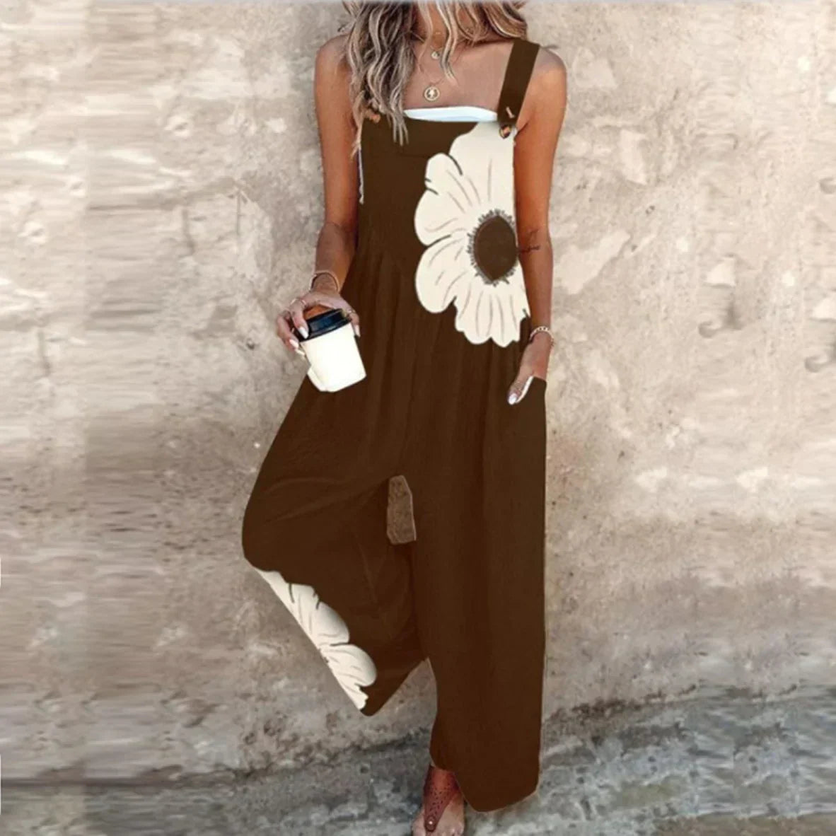 Women's Printed Wide-Leg Overalls 9