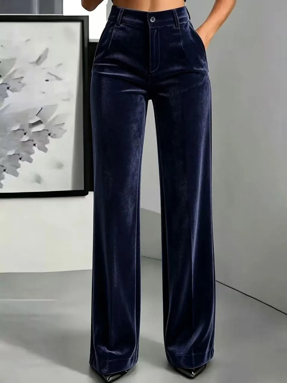 Women's High-Waist Velvet Wide-Leg Pants 3