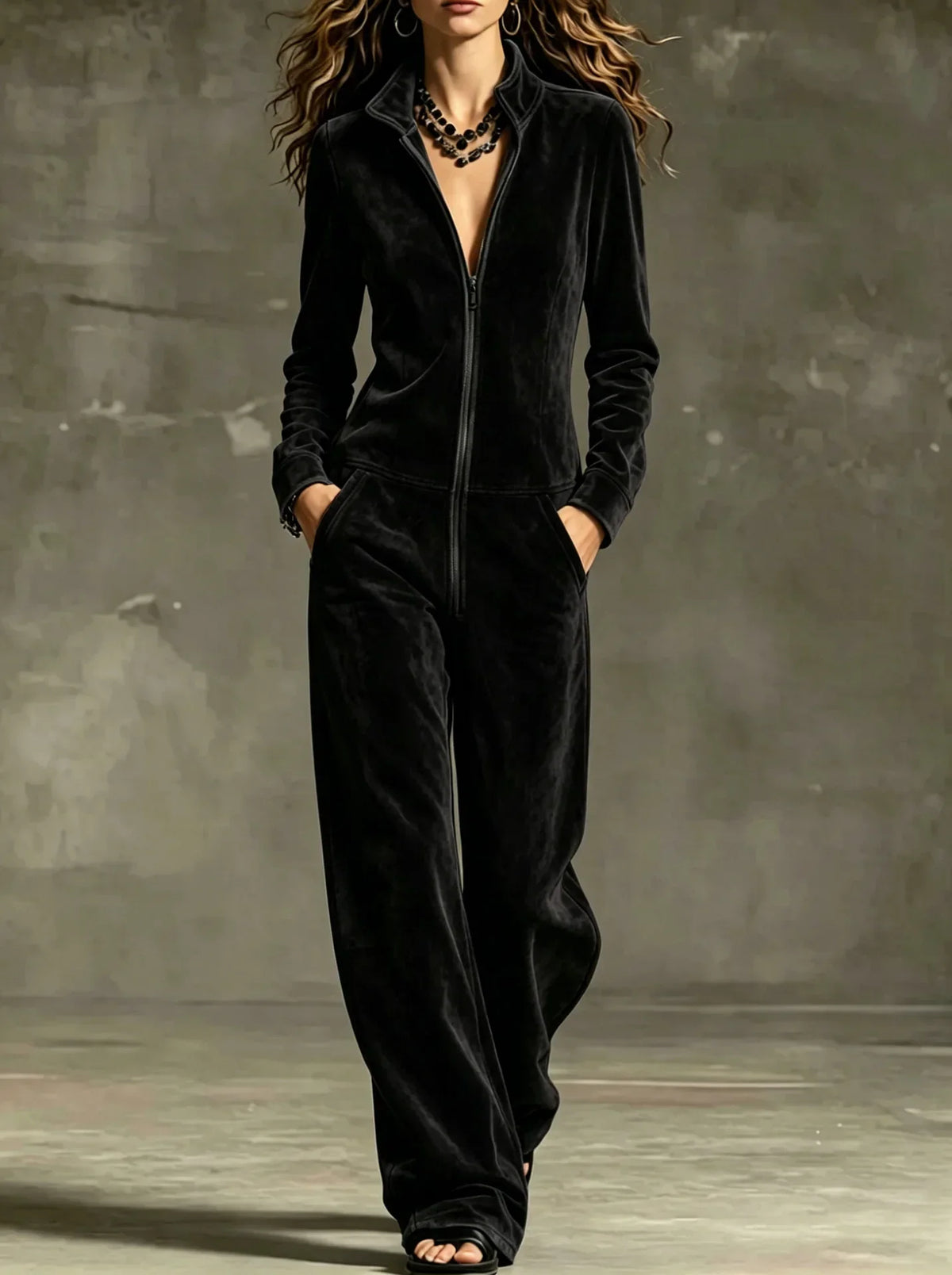 Women's Front-Zip Wide-Leg Jumpsuit 9