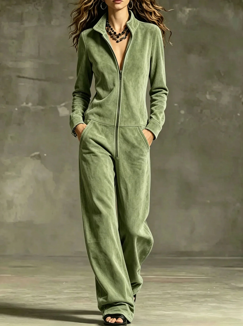 Women's Front-Zip Wide-Leg Jumpsuit 7