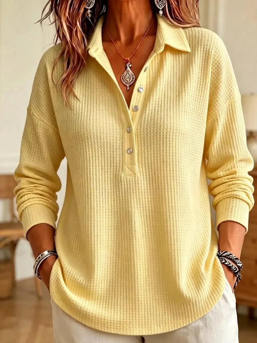 Women's Waffle-Knit Polo Sweater 9