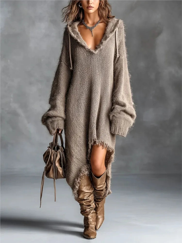 Women's Hooded Oversized Sweater Dress 1