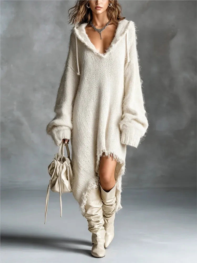 Women's Hooded Oversized Sweater Dress 5