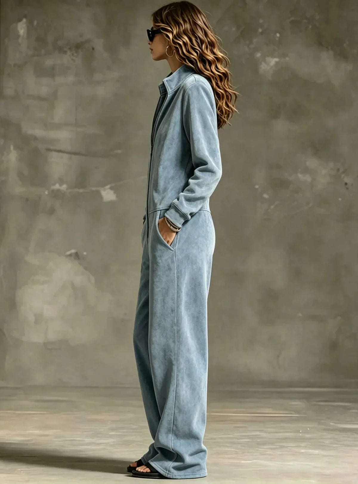 Women's Front-Zip Wide-Leg Jumpsuit 4