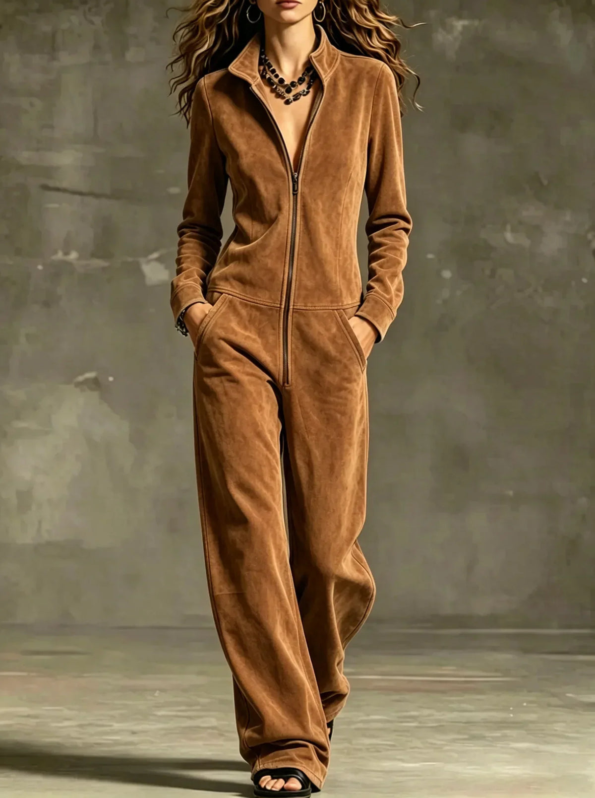 Women's Front-Zip Wide-Leg Jumpsuit 8