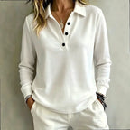 Women's Long-Sleeve Button Polo Top 1