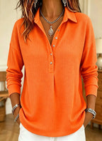 Women's Waffle-Knit Polo Sweater 10