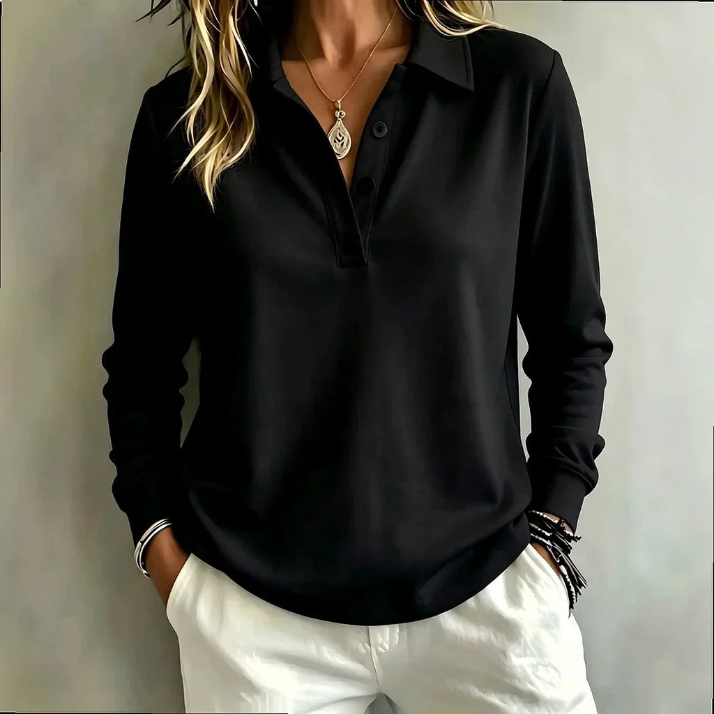 Women's Long-Sleeve Button Polo Top 5