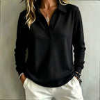 Women's Long-Sleeve Button Polo Top 5