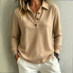 Women's Long-Sleeve Button Polo Top 2
