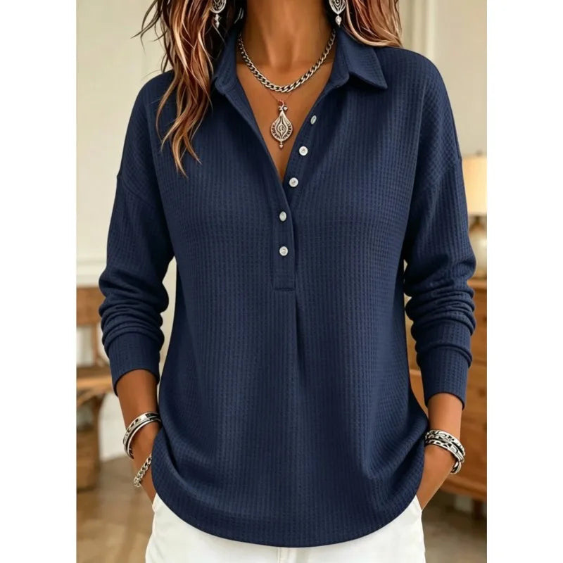 Women's Waffle-Knit Polo Sweater 5