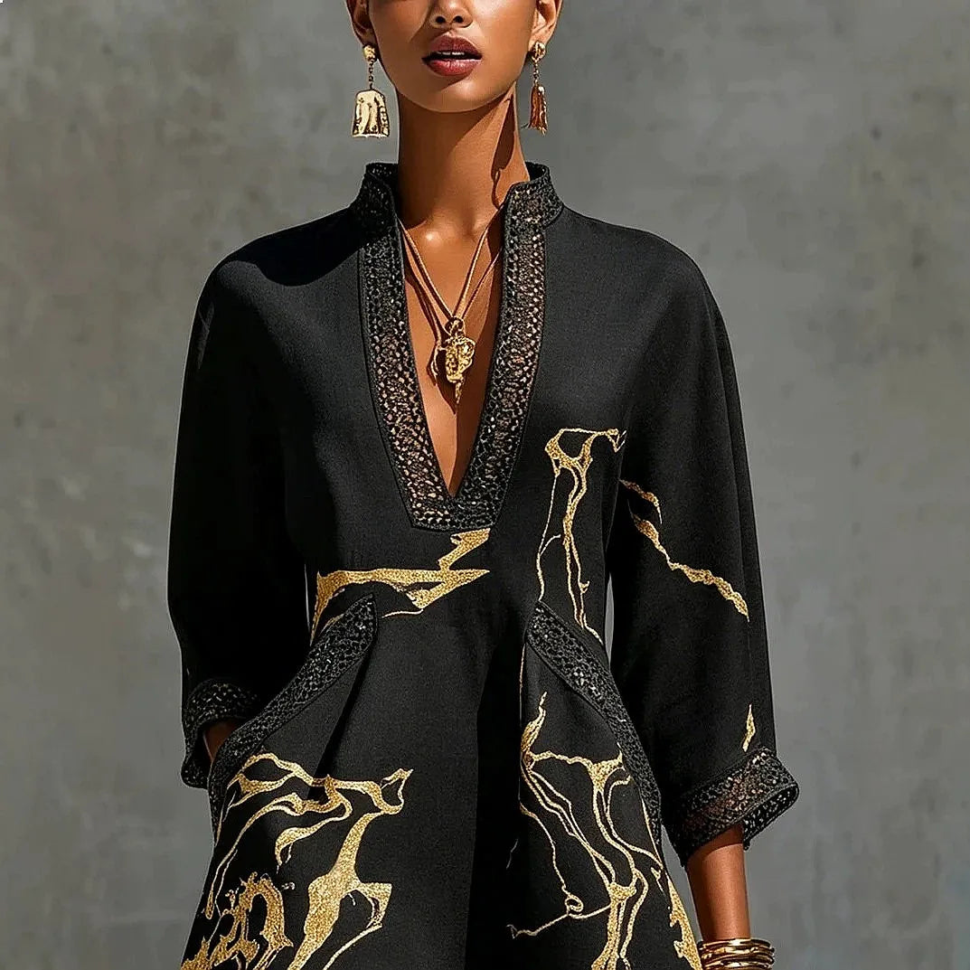 Women's Artistic V-Neck Mini Dress 6