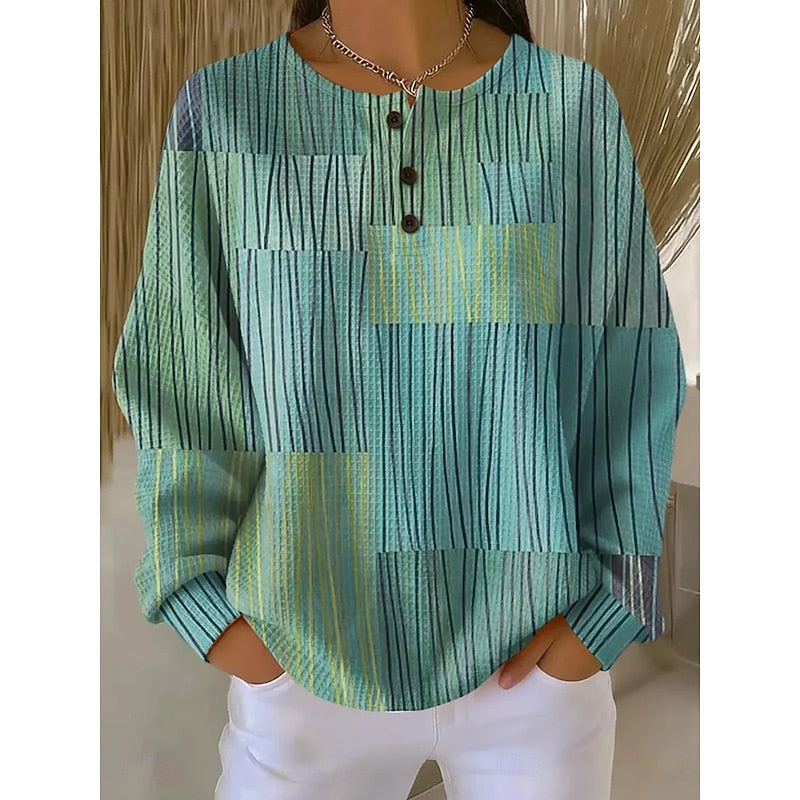 Women's Button-Neck Printed Sweatshirt 3