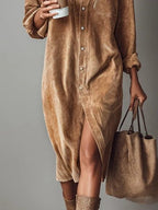 Women's Button-Down Midi Shirt Dress 3