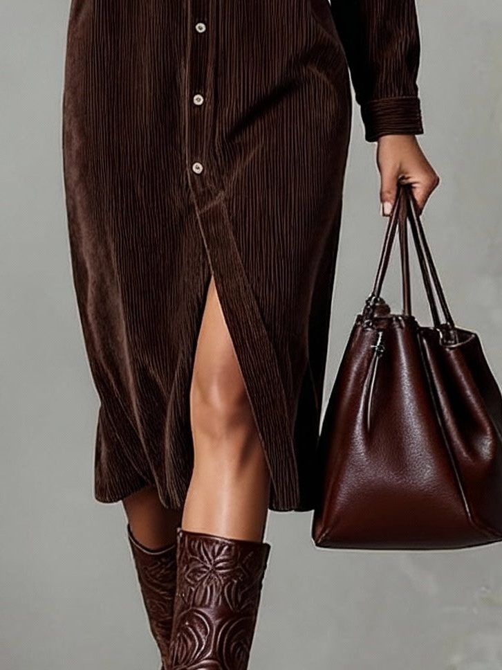 Women's Button-Down Midi Shirt Dress 9