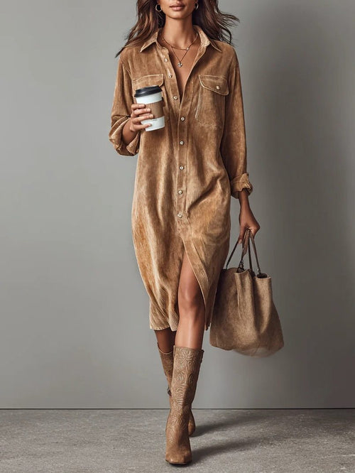 Women's Button-Down Midi Shirt Dress 1