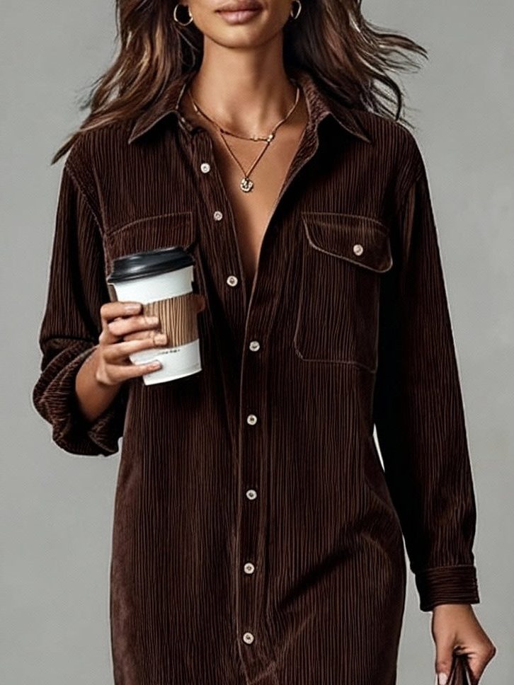 Women's Button-Down Midi Shirt Dress 8