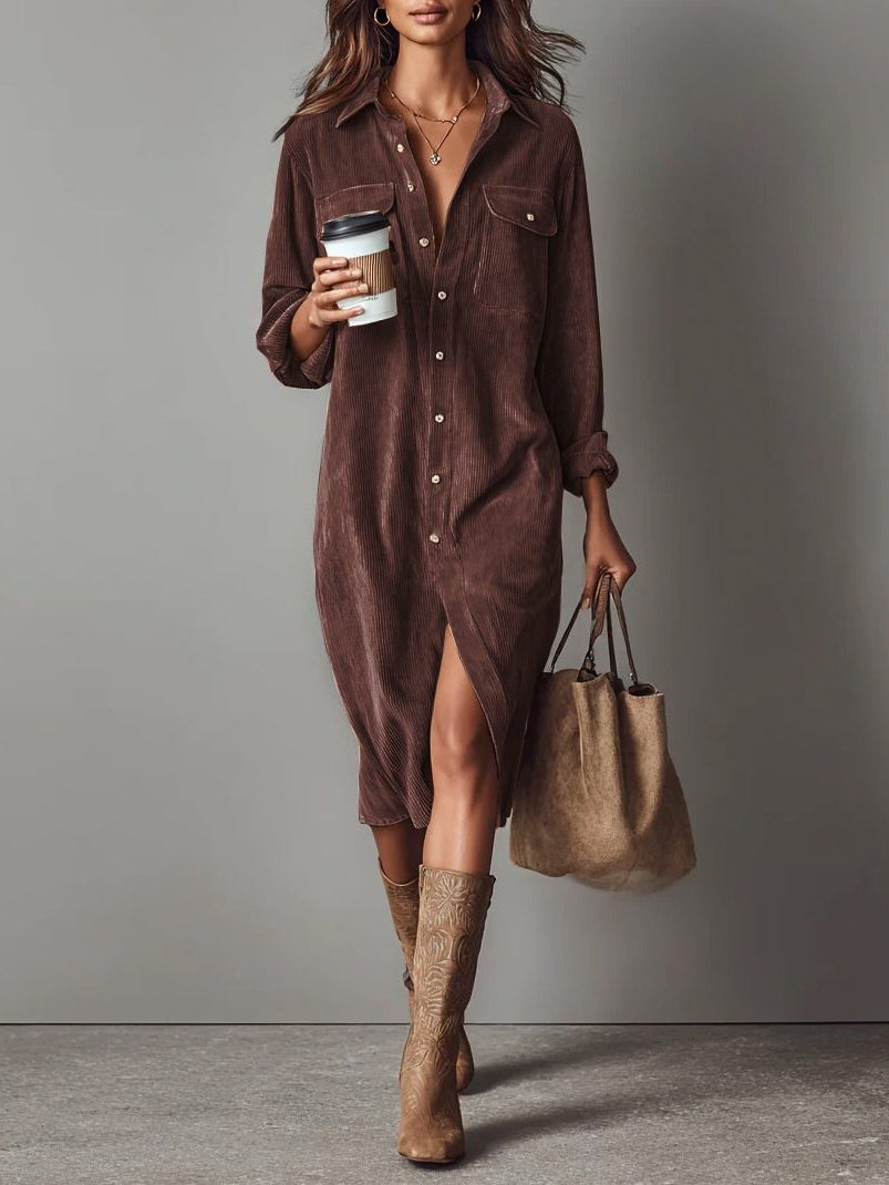 Women's Button-Down Midi Shirt Dress 10