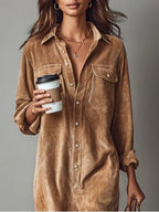 Women's Button-Down Midi Shirt Dress 2
