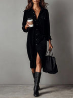 Women's Button-Down Midi Shirt Dress 4