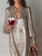 Women's Sequin V-Neck Maxi Dress 2