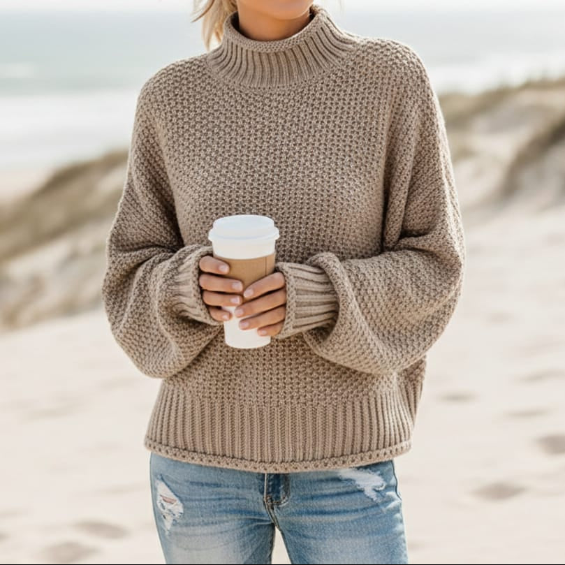 Women's Loose Knit Turtleneck Pullover 6