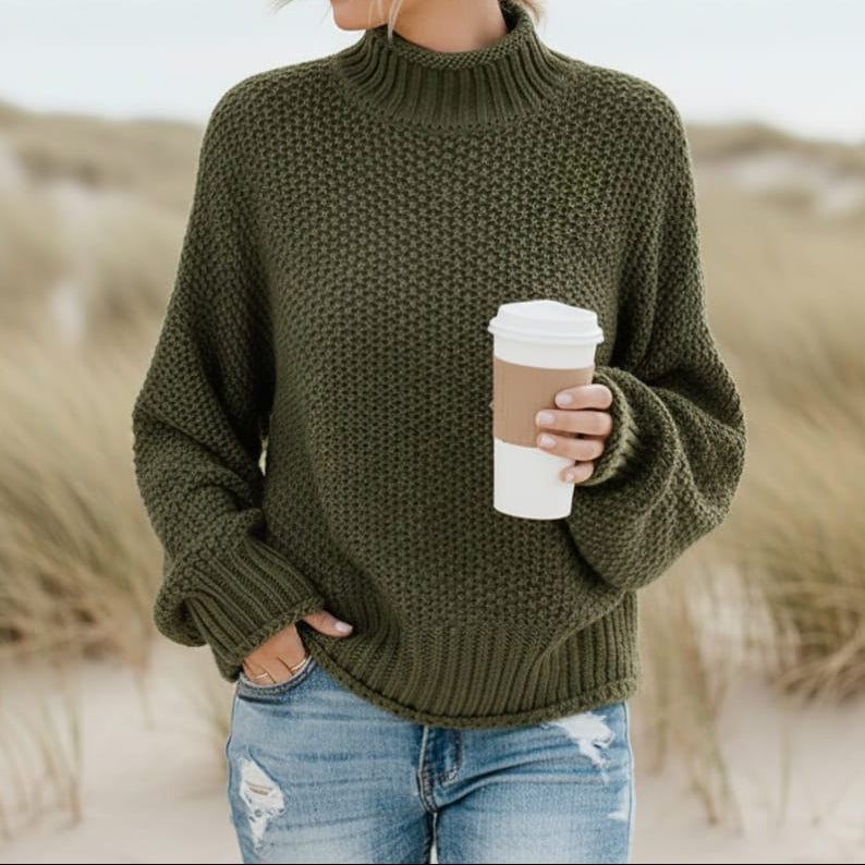 Women's Loose Knit Turtleneck Pullover 4