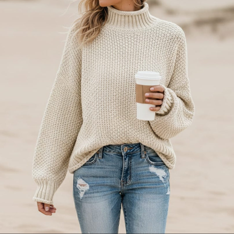 Women's Loose Knit Turtleneck Pullover 2