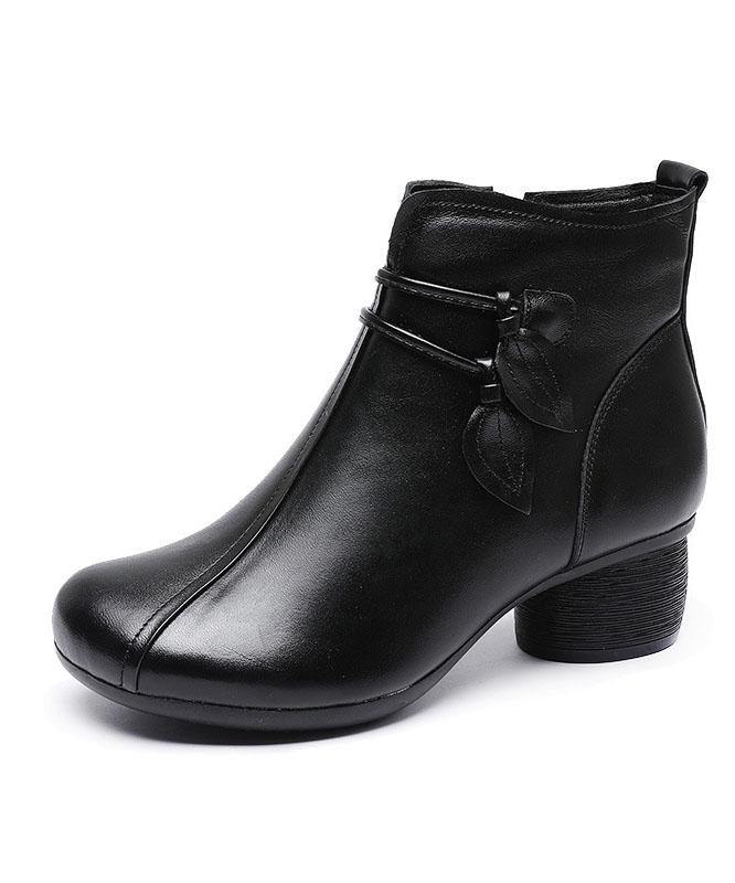 Women's Leather Side-Zip Chunky-Heel Boots 3