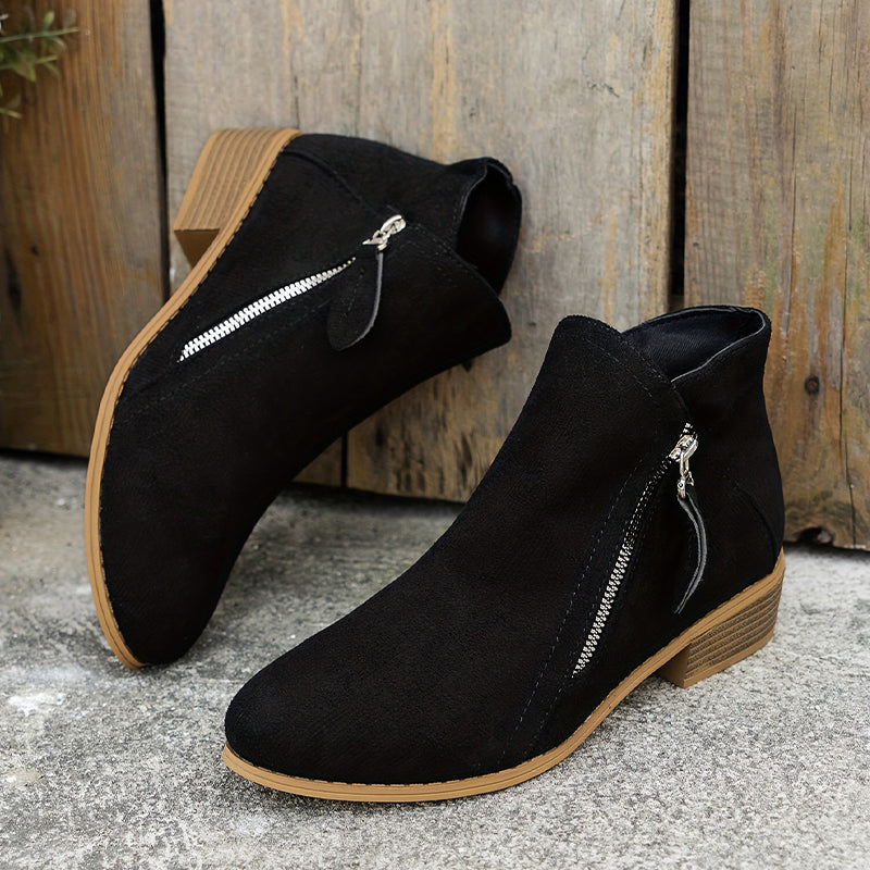 Women's Orthopedic Zip Block-Heel Shoes 6