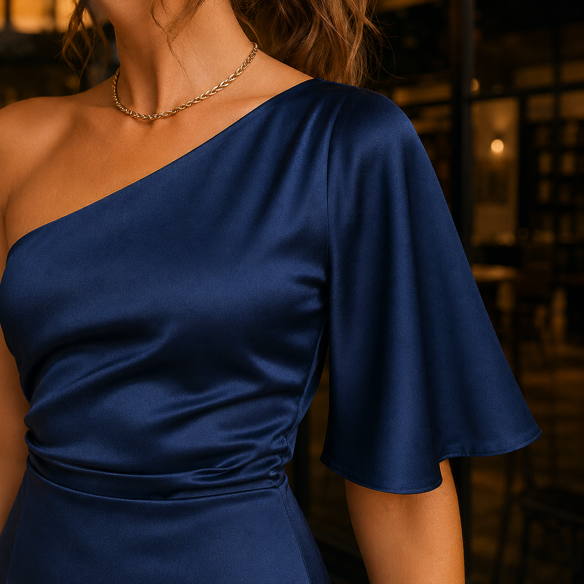 Women's One-Shoulder Wrap Midi Dress 2