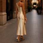 Women's One-Shoulder Draped Midi Dress 2