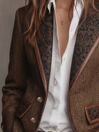 Women's Herringbone Lapel Button Blazer 8