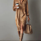 Women's Corduroy Button-Down Shirt Dress 5