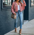 Women's Cropped Faux-Suede Fringe Jacket 6