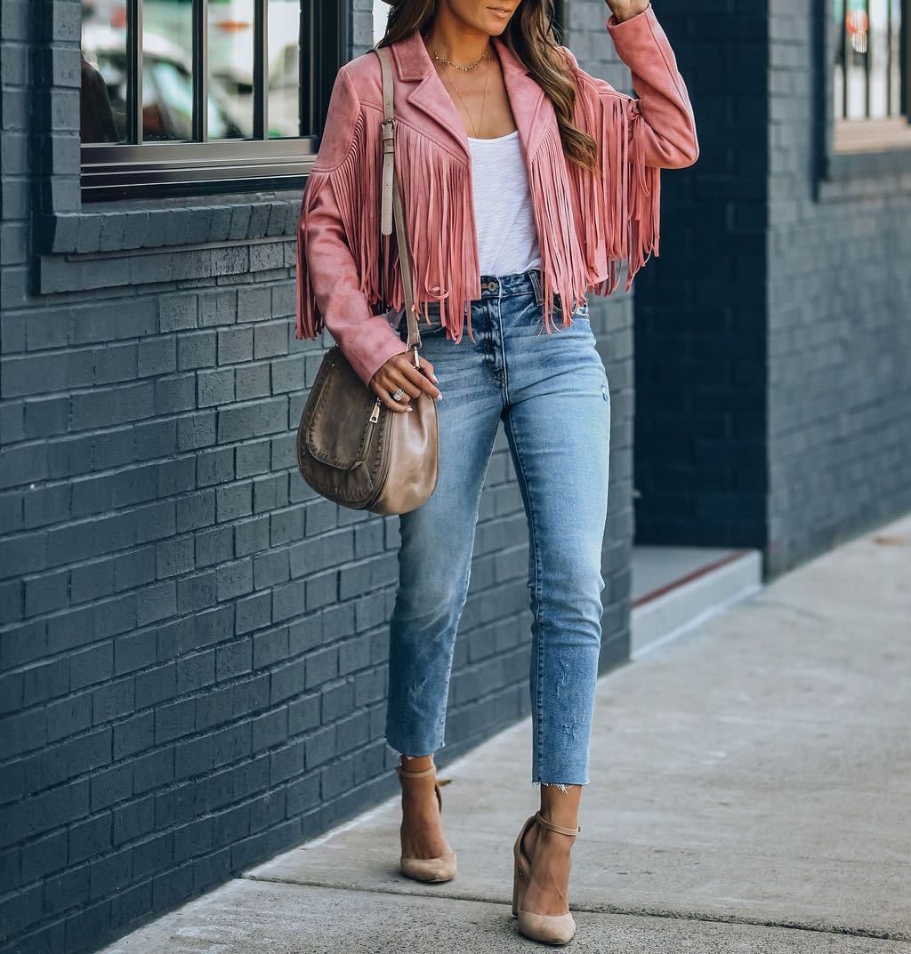 Women's Cropped Faux-Suede Fringe Jacket 6