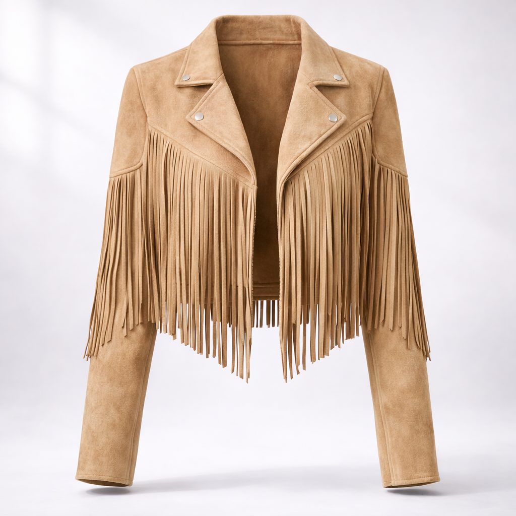 Women's Cropped Faux-Suede Fringe Jacket 10
