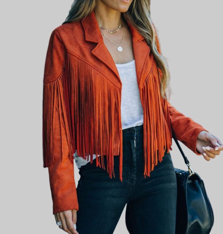 Women's Cropped Faux-Suede Fringe Jacket 2