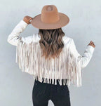 Women's Cropped Faux-Suede Fringe Jacket 4