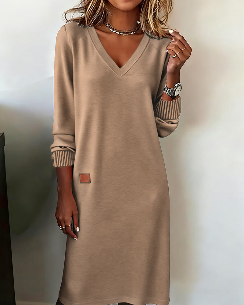 Women's V-Neck Midi Sweater Dress 1