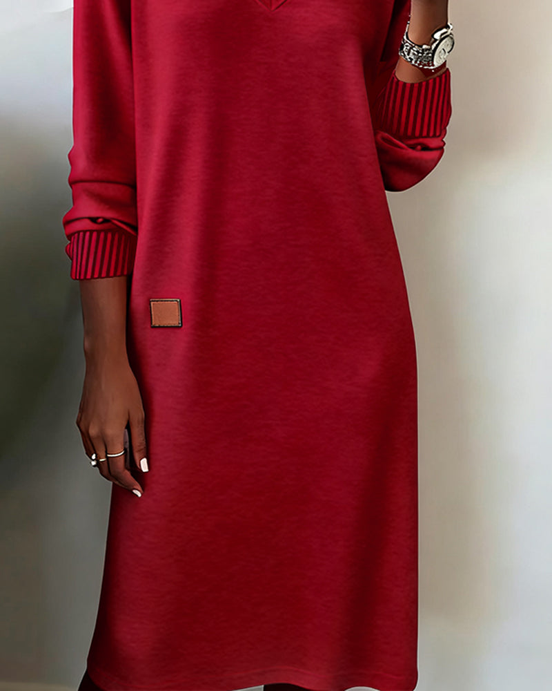 Women's V-Neck Midi Sweater Dress 9