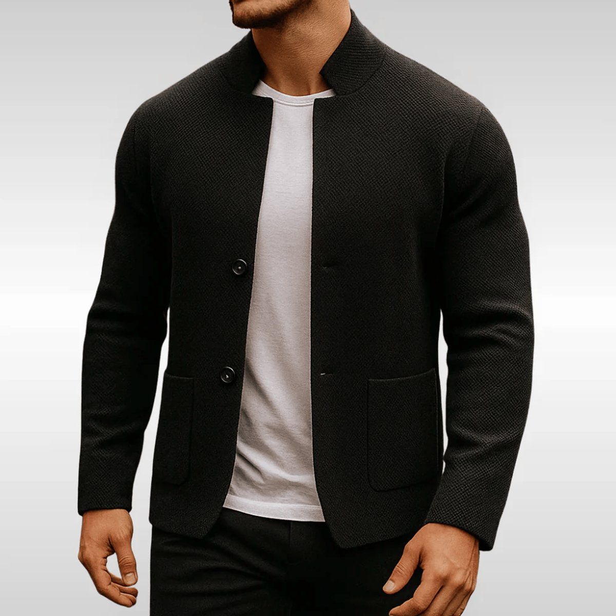 Men's Quilted Mandarin-Collar Button Jacket 3