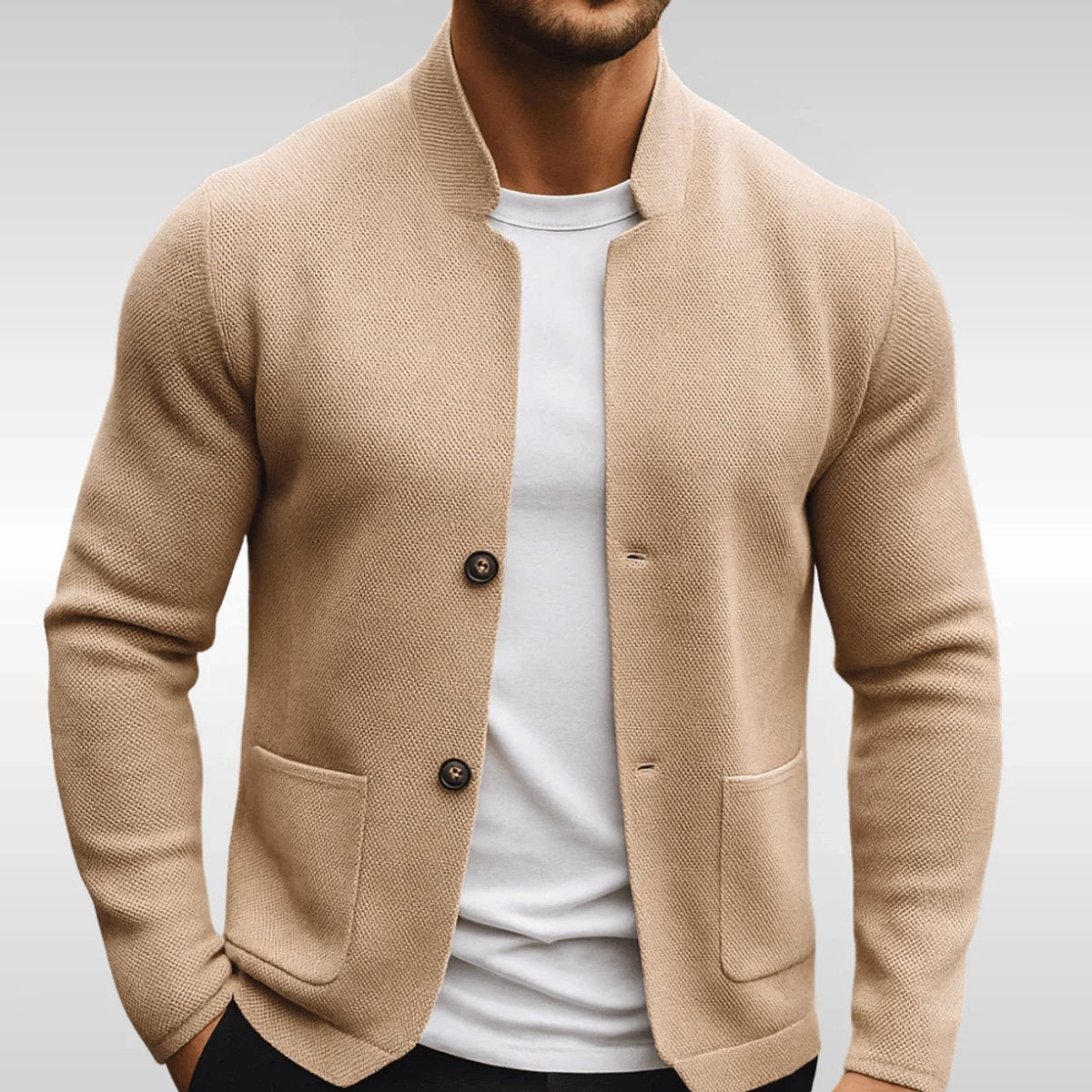 Men's Quilted Mandarin-Collar Button Jacket 4